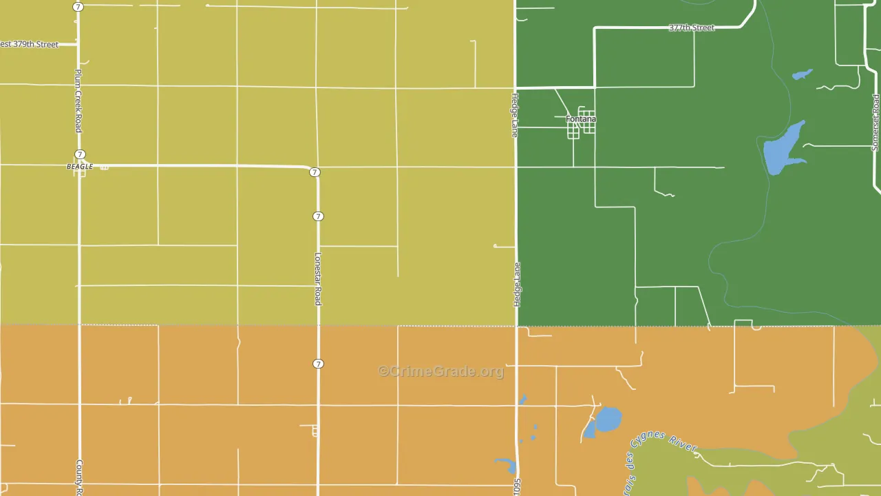 Fontana, KS Map of Theft Rates