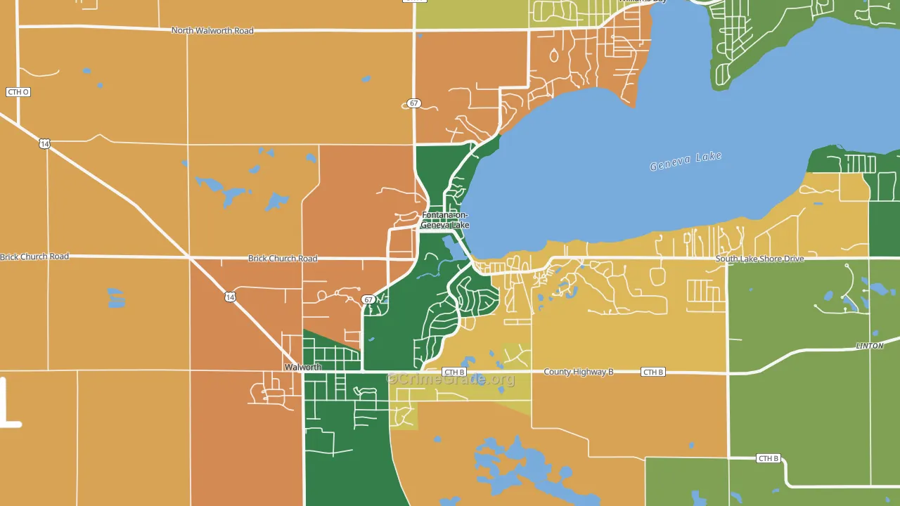 Fontana-on-Geneva Lake, WI Map of Theft Rates