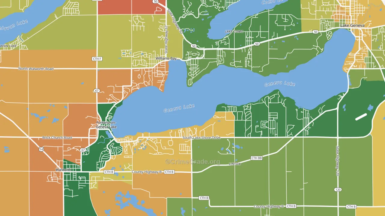 Fontana, WI Map of Theft Rates
