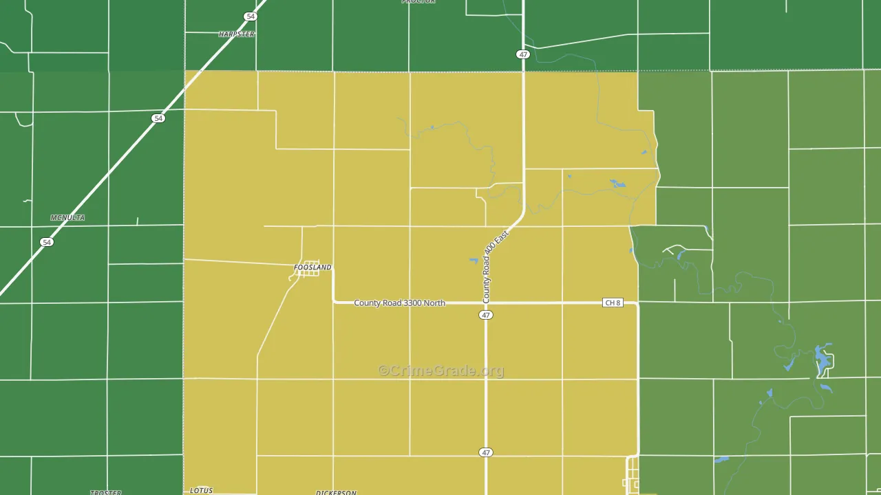 Foosland, IL Map of Theft Rates