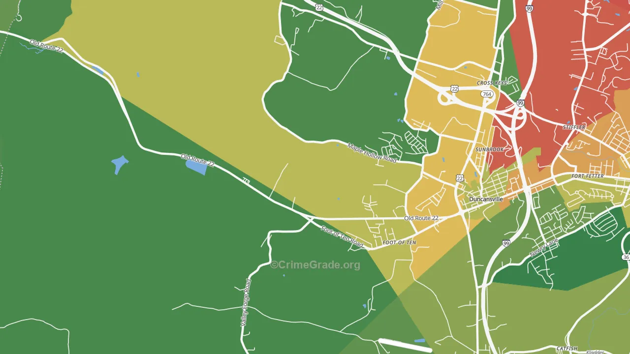Foot of Ten, PA Map of Theft Rates