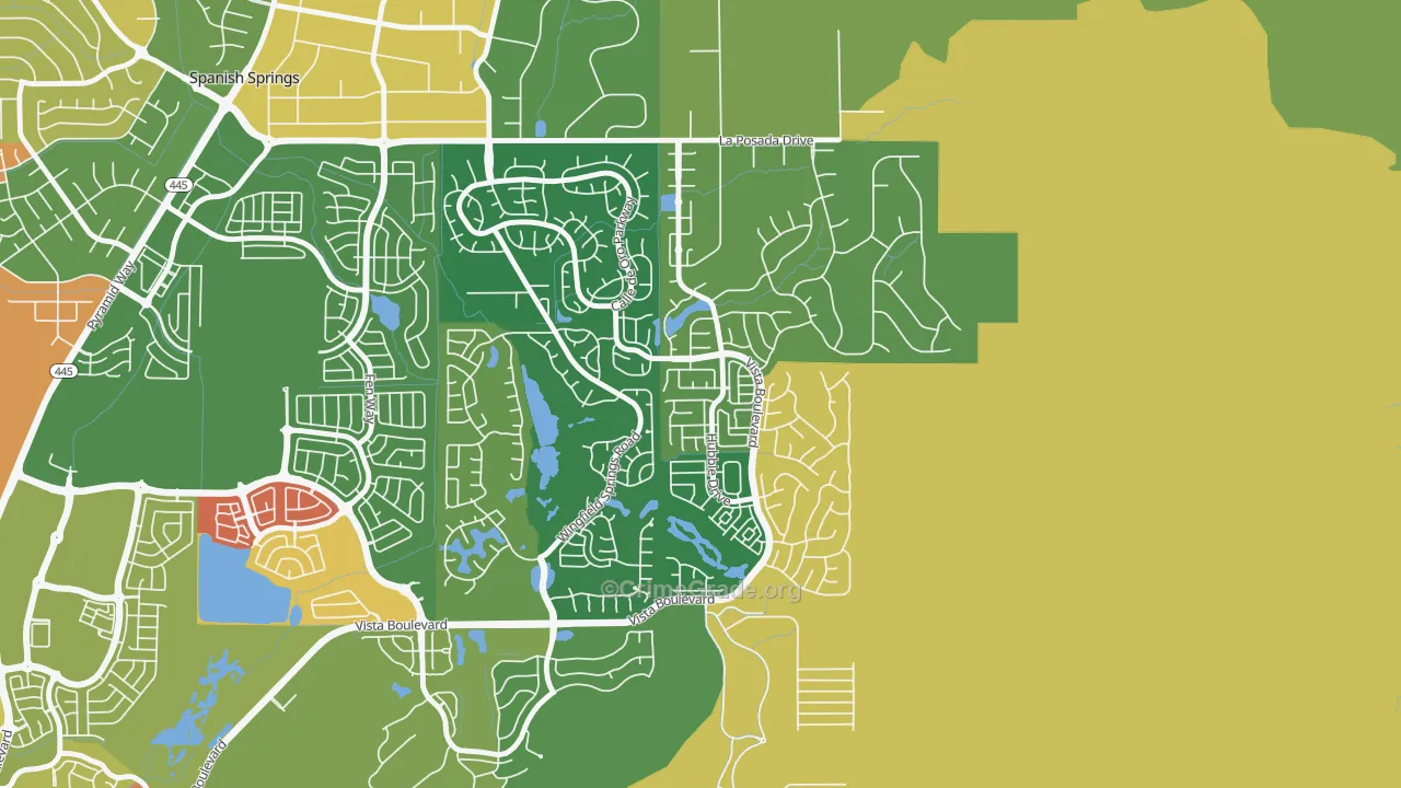 Foothill Meadows, Sparks, NV Map of Theft Rates