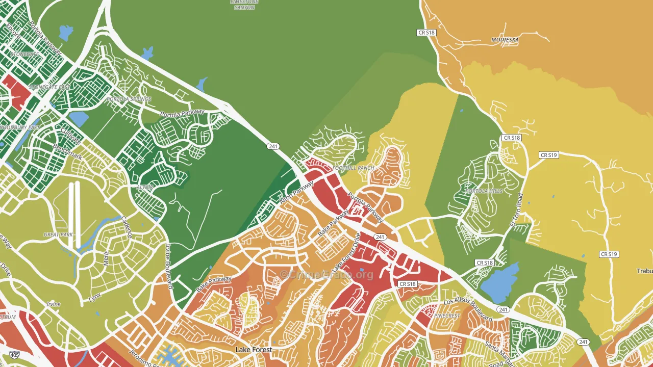 Foothill Ranch, CA Map of Theft Rates