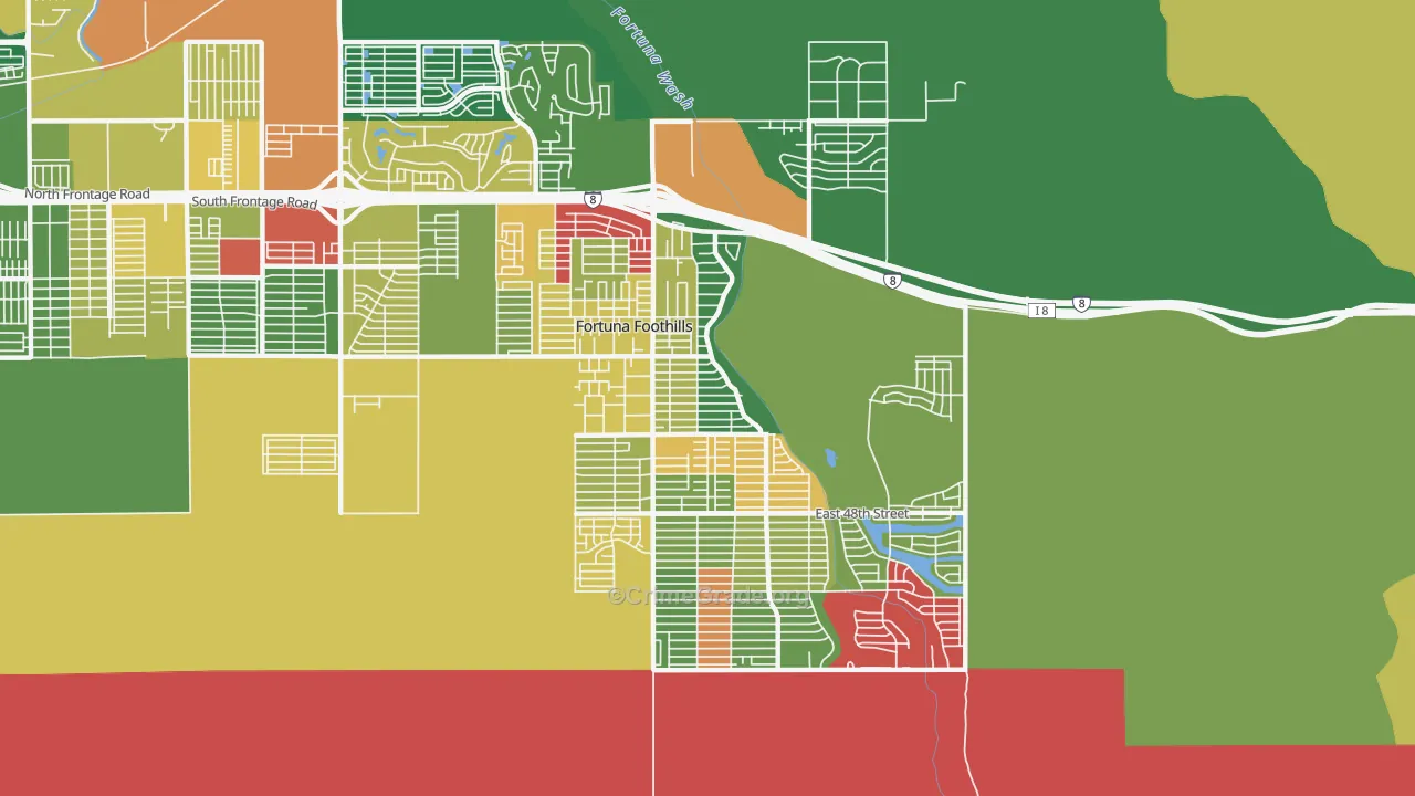 Foothills, Fortuna Foothills, AZ Map of Theft Rates