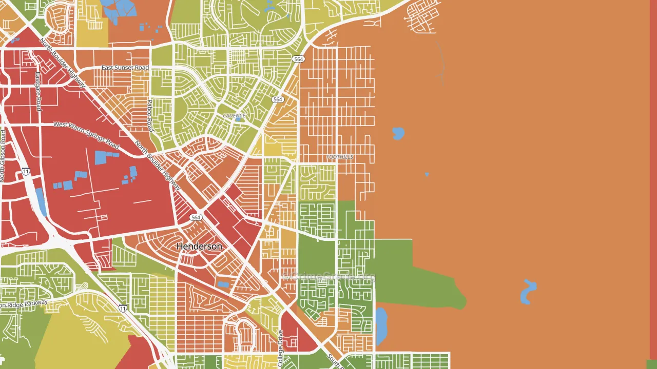 Foothills, Henderson, NV Map of Theft Rates