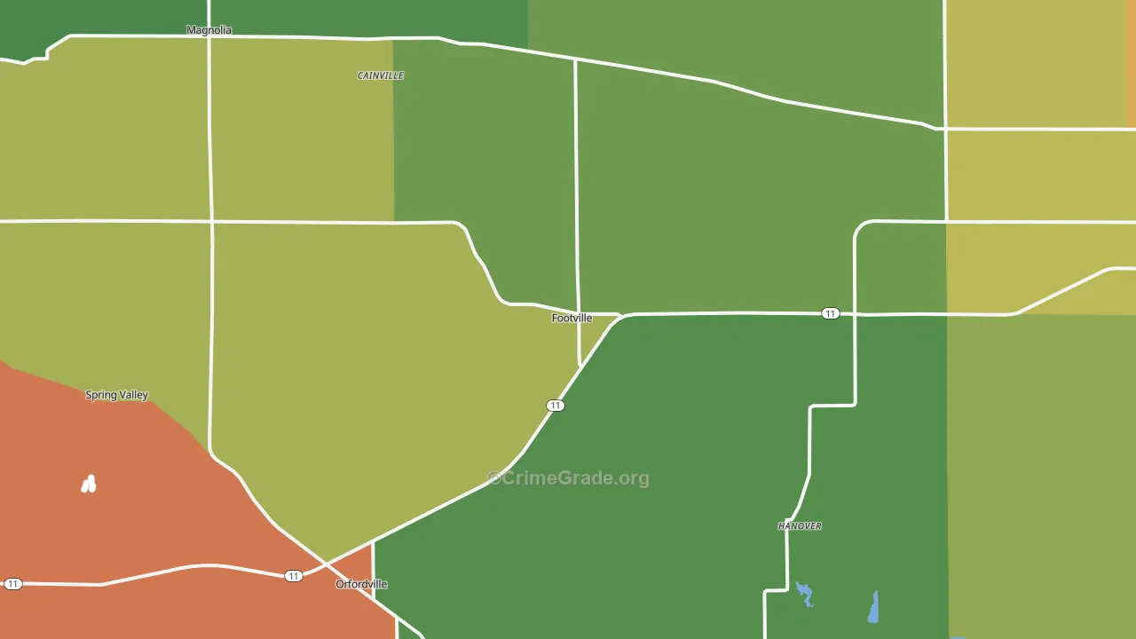 Footville, WI Map of Theft Rates
