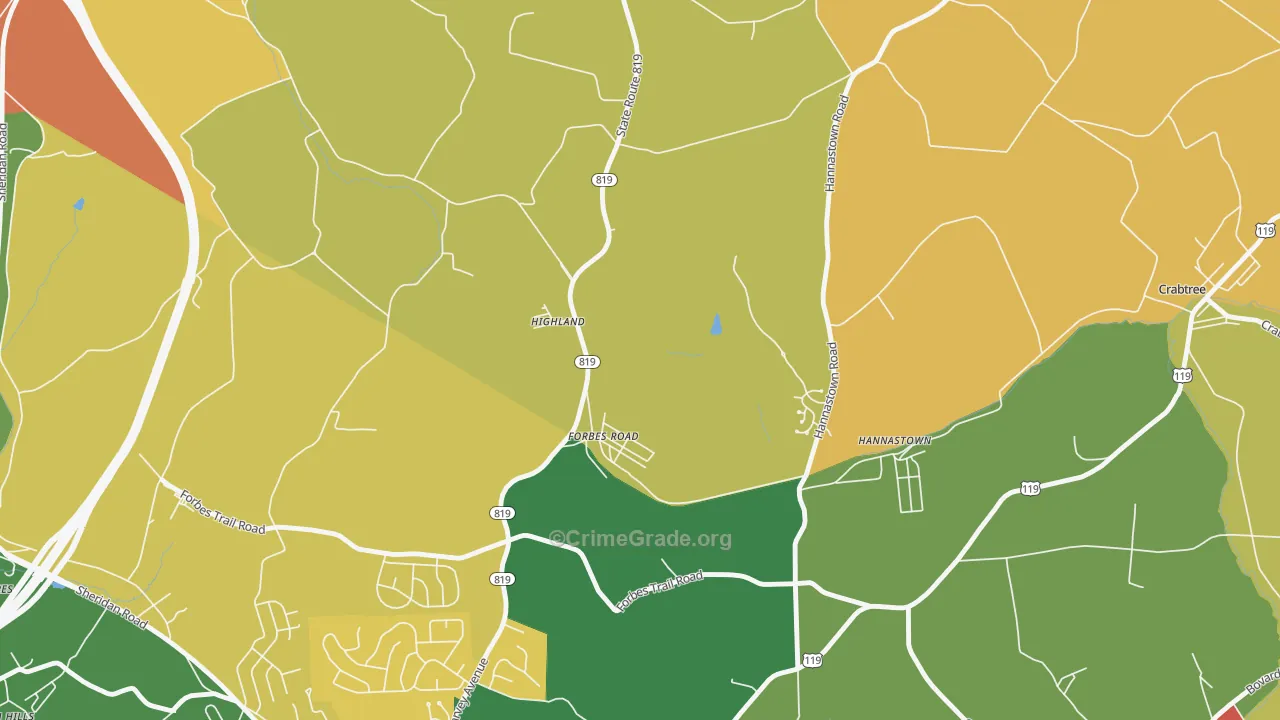Forbes Road, PA Map of Theft Rates