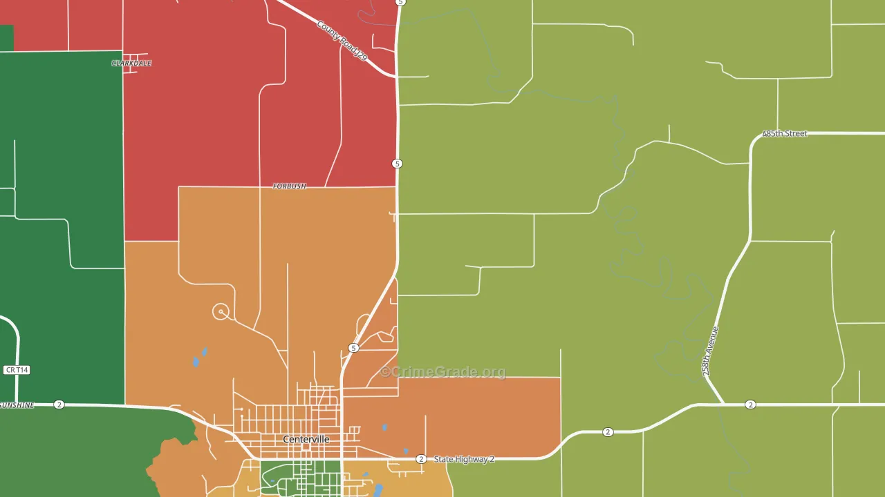 Forbush, IA Map of Theft Rates