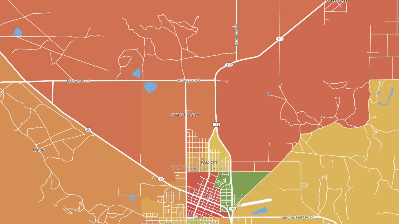 Ford City, CA Map of Theft Rates