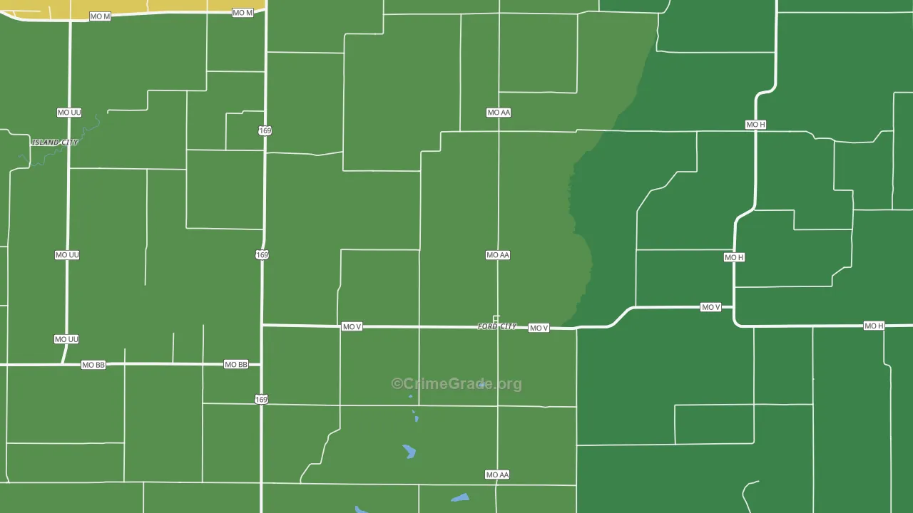 Ford City, MO Map of Theft Rates