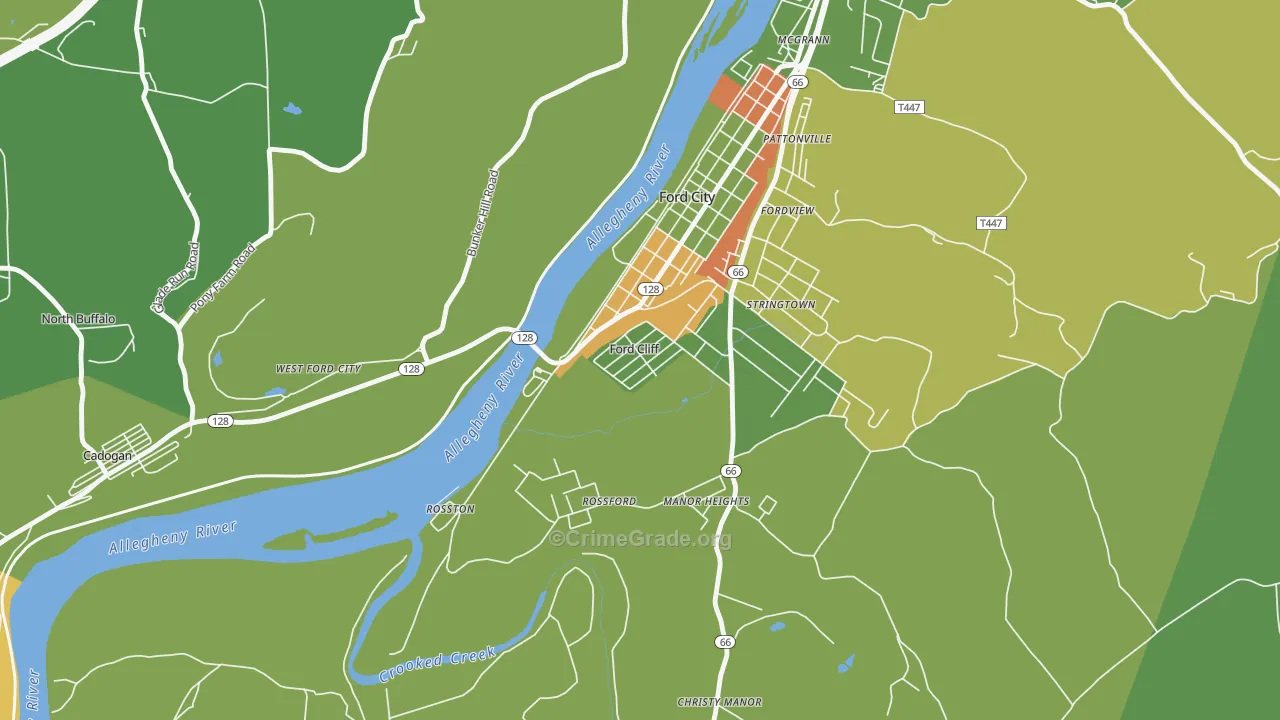 Ford Cliff, PA Map of Theft Rates