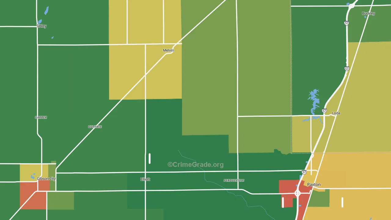 Ford County, IL Map of Theft Rates