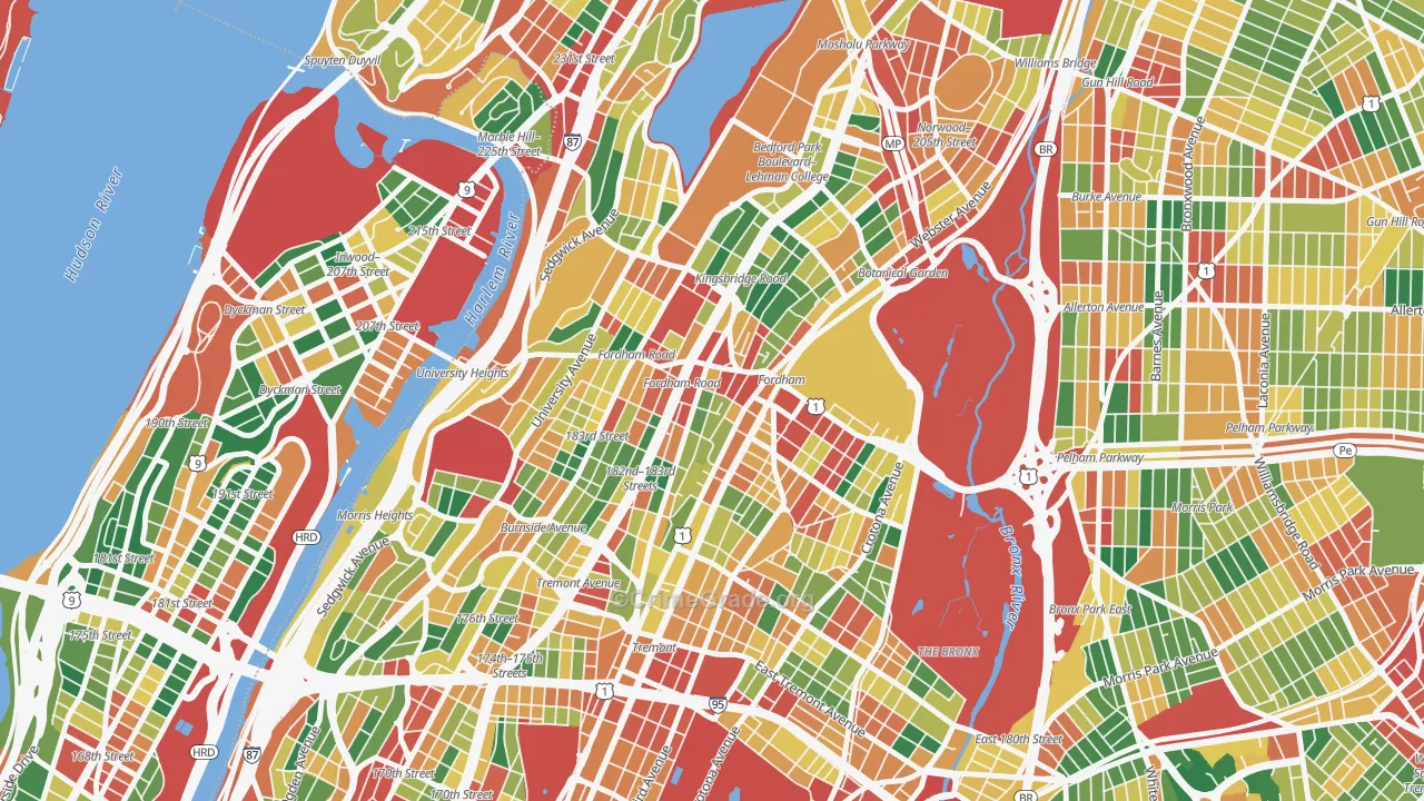 Fordham, Bronx, NY Map of Theft Rates