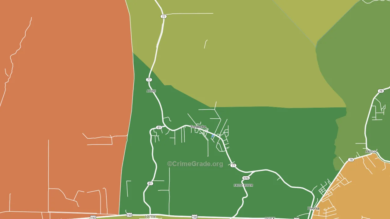 Fordoche, LA Map of Theft Rates