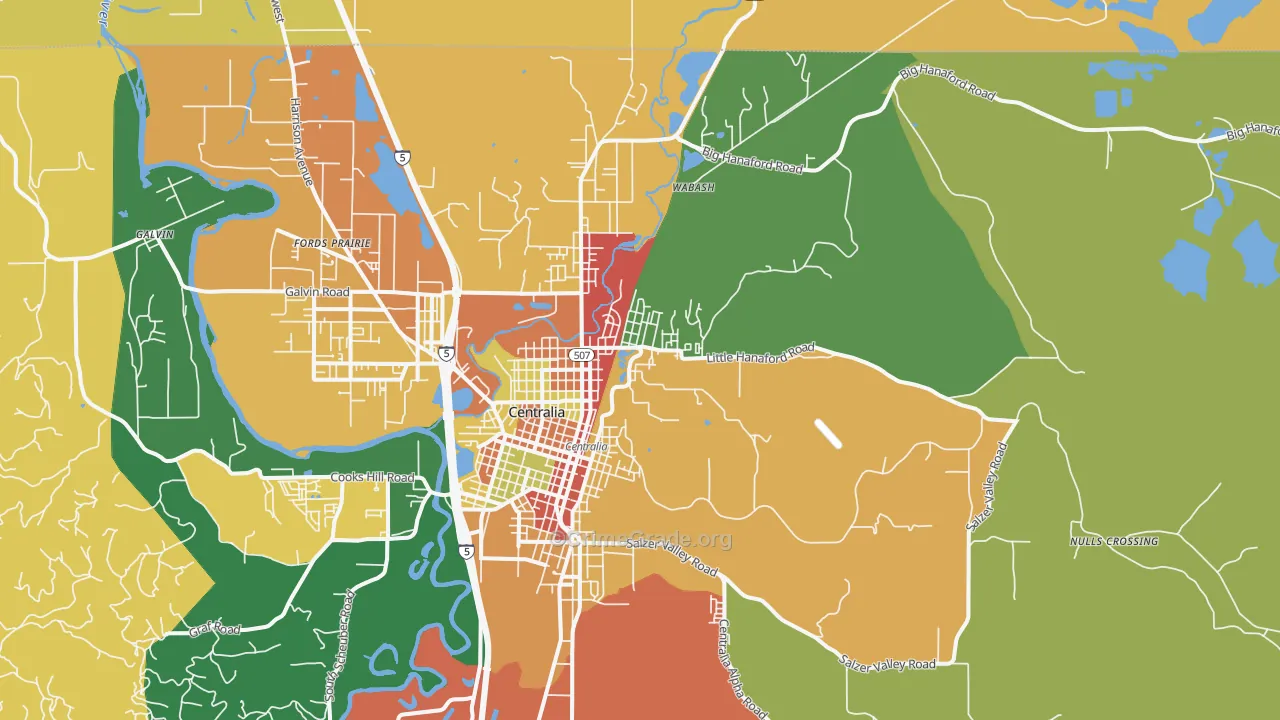 Fords Prairie, WA Map of Theft Rates