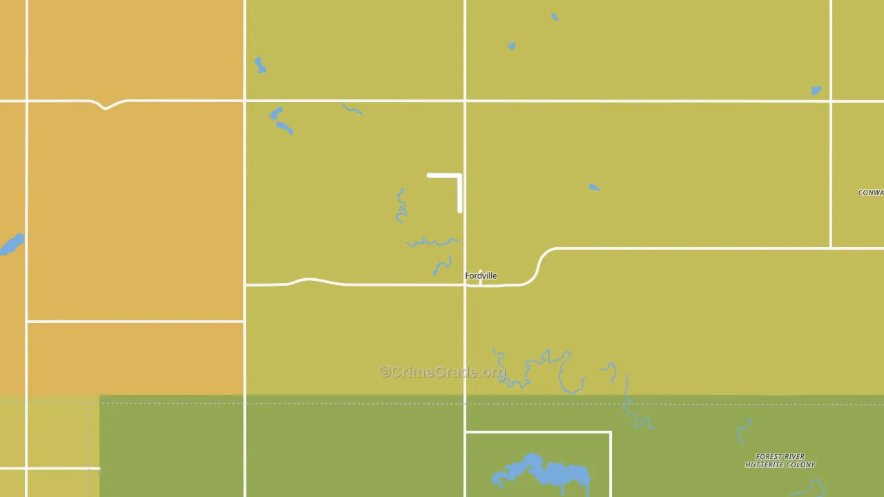 Fordville, ND Map of Theft Rates