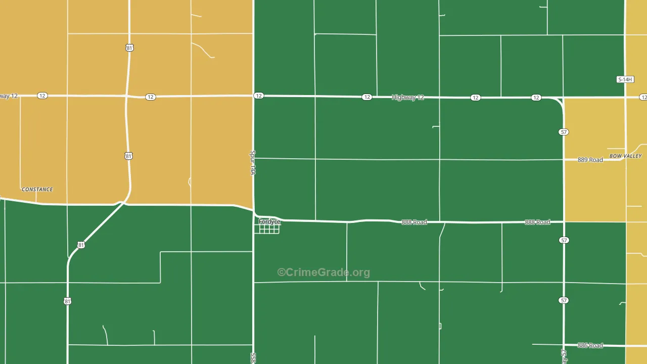 Fordyce, NE Map of Theft Rates