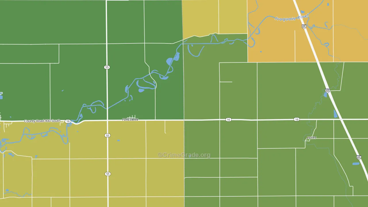 Foresman, IN Map of Theft Rates