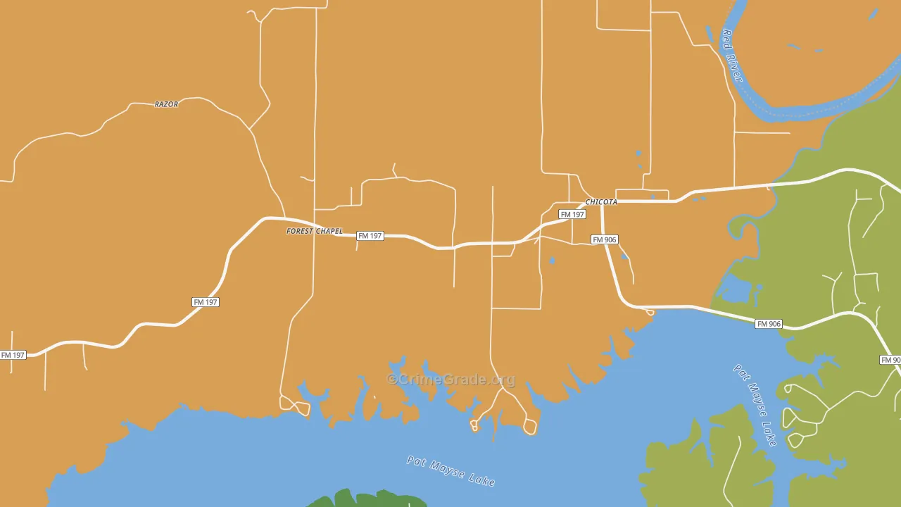 Forest Chapel, TX Map of Theft Rates