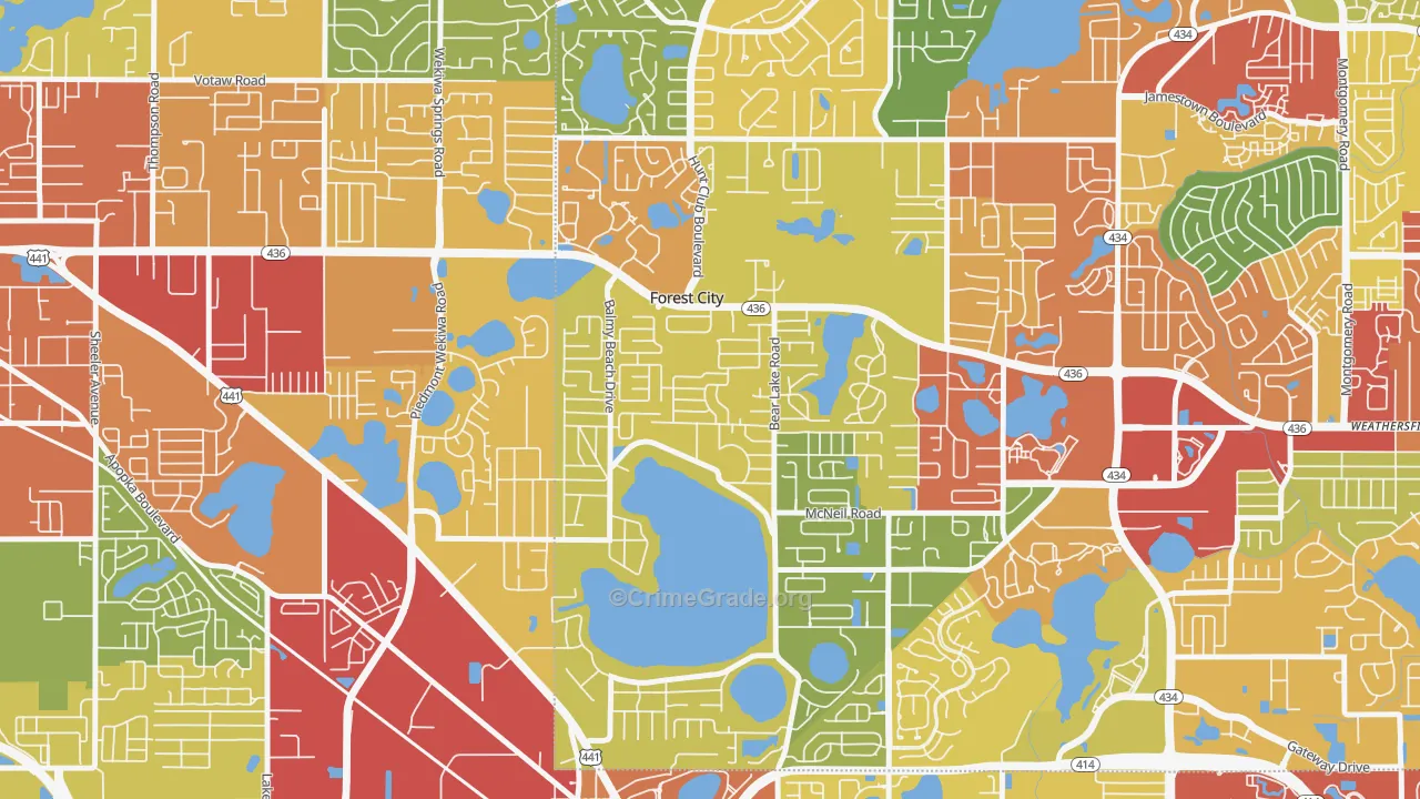 Forest City, FL Map of Theft Rates