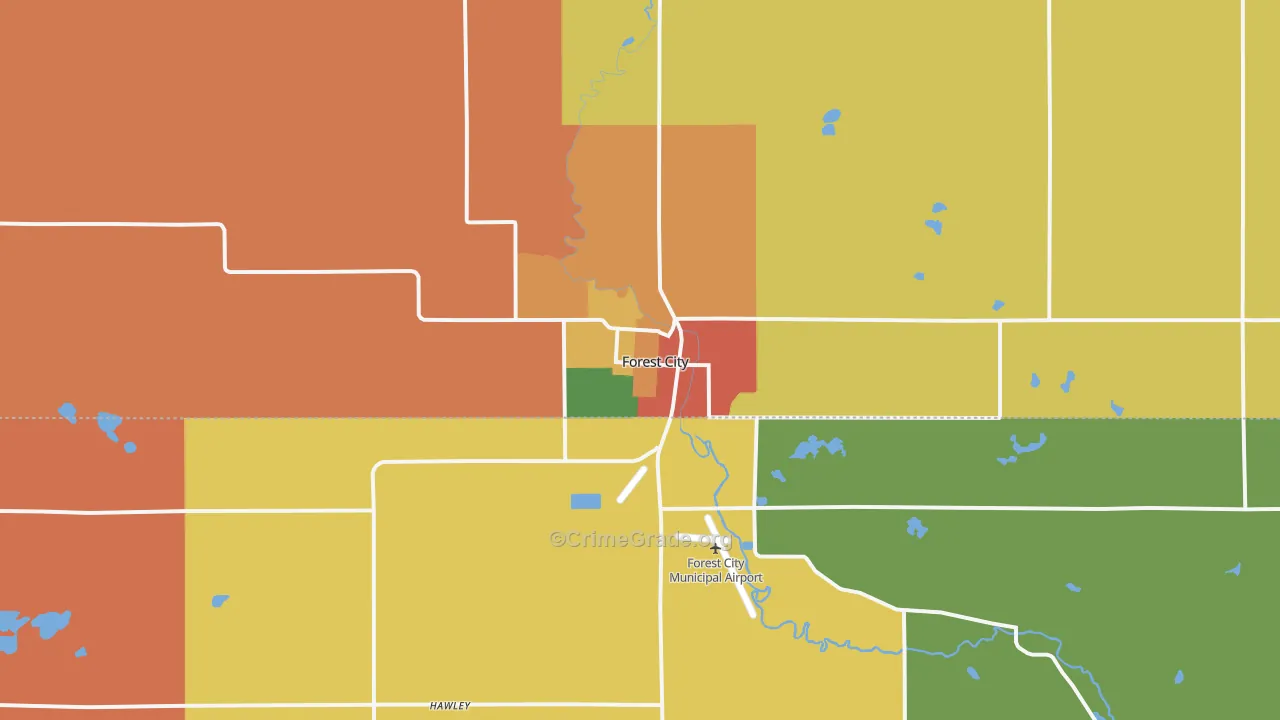 Forest City, IA Map of Theft Rates