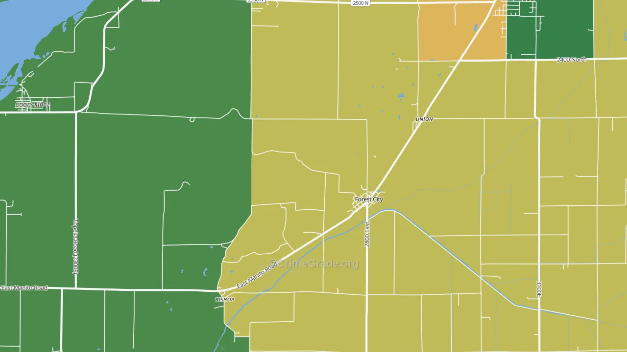 Forest City, IL Map of Theft Rates