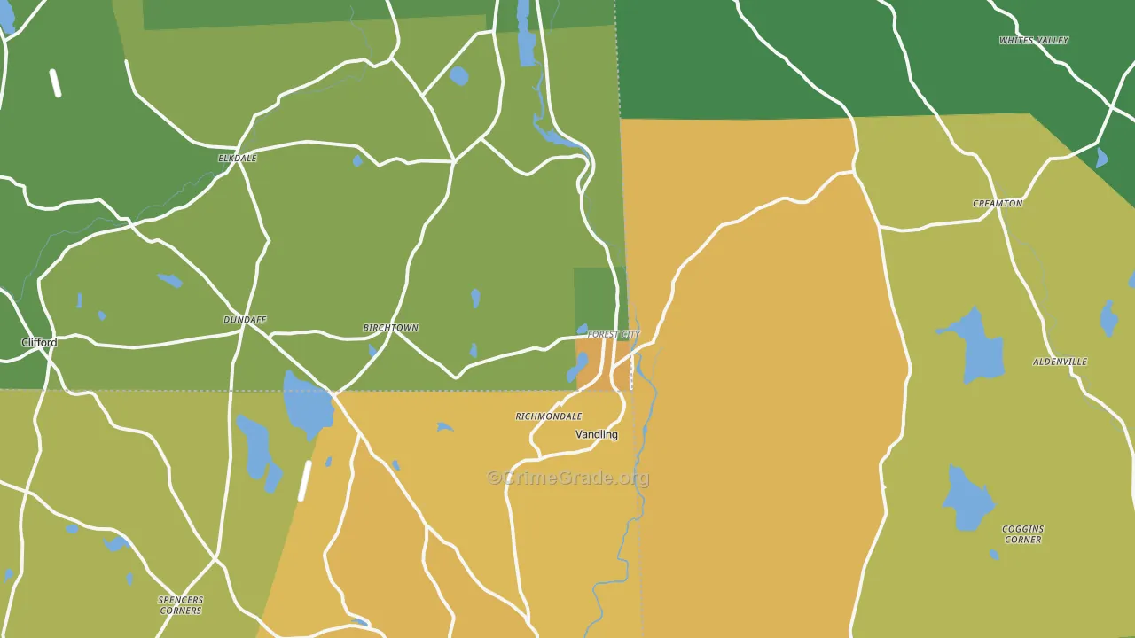 Forest City, PA Map of Theft Rates
