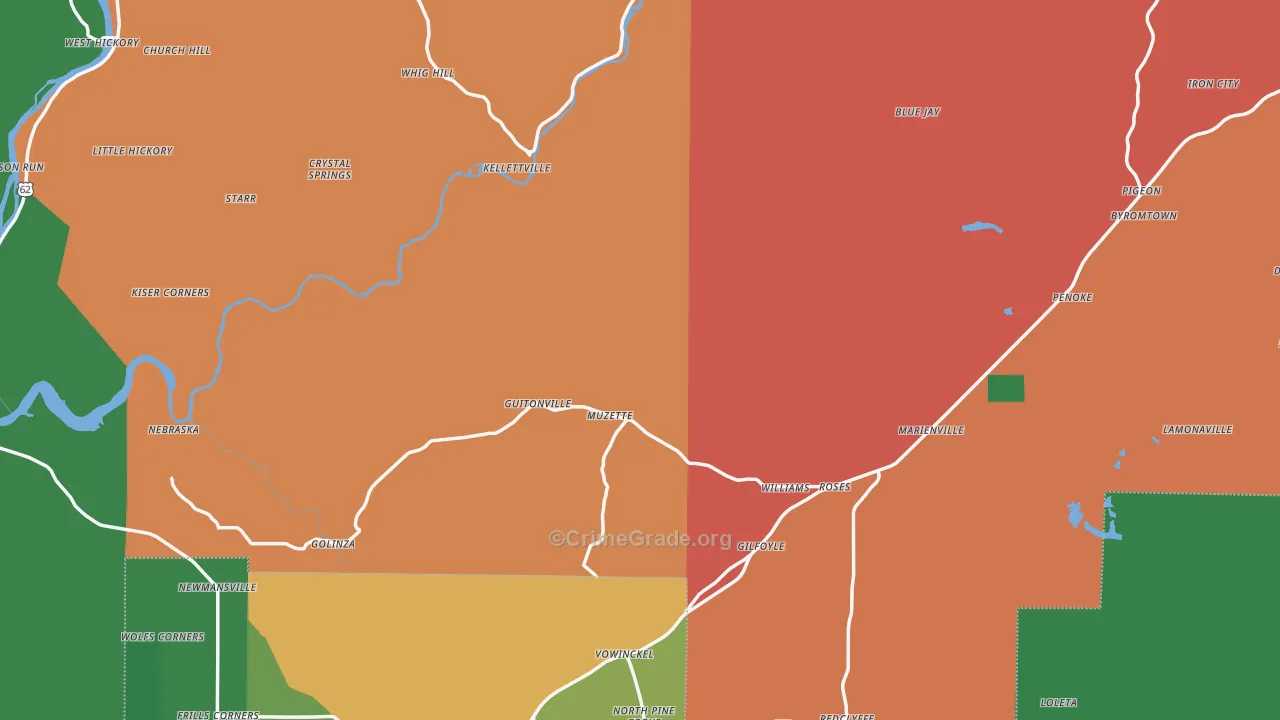 Forest County, PA Map of Theft Rates