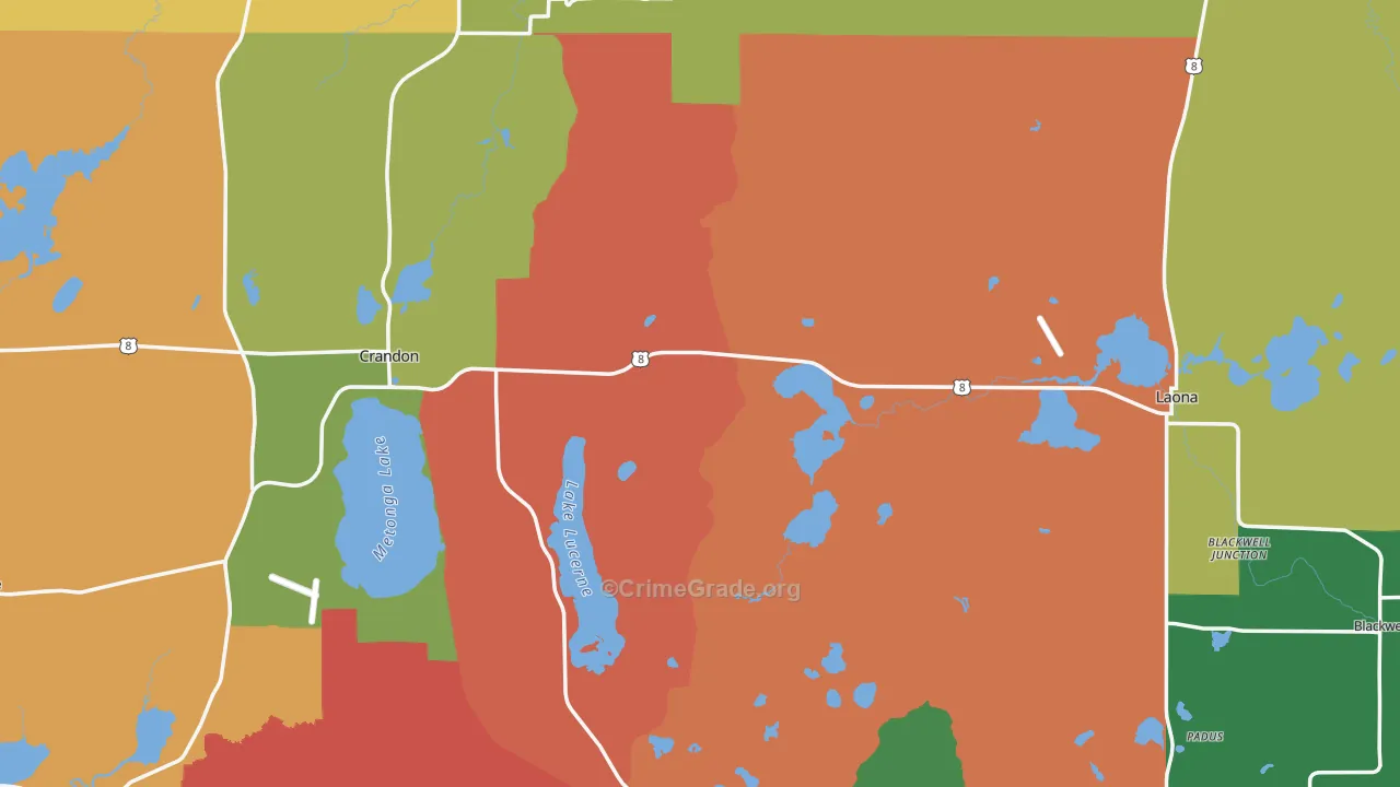 Forest County, WI Map of Theft Rates