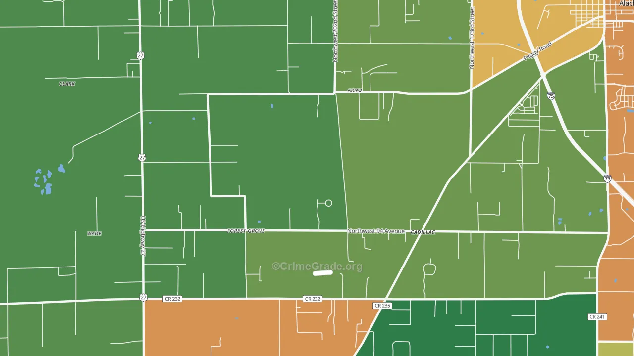 Forest Grove, FL Map of Theft Rates