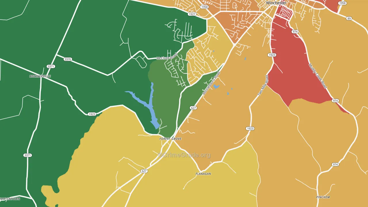 Forest Grove, KY Map of Theft Rates