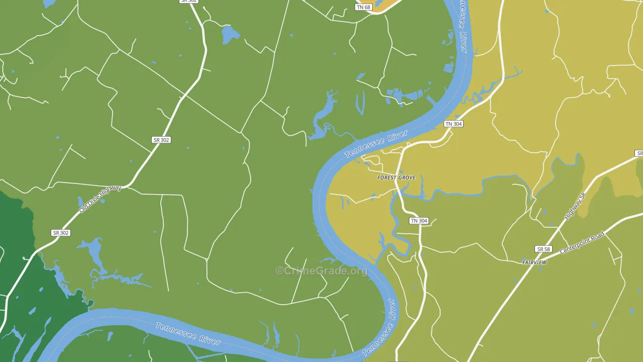 Forest Grove, TN Map of Theft Rates