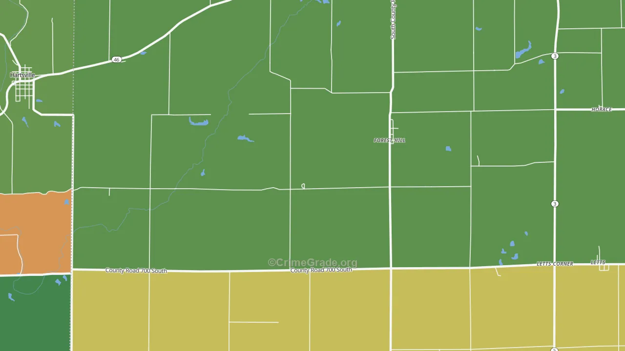 Forest Hill, IN Map of Theft Rates