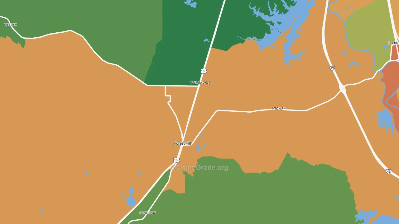 Forest Hill, LA Map of Theft Rates