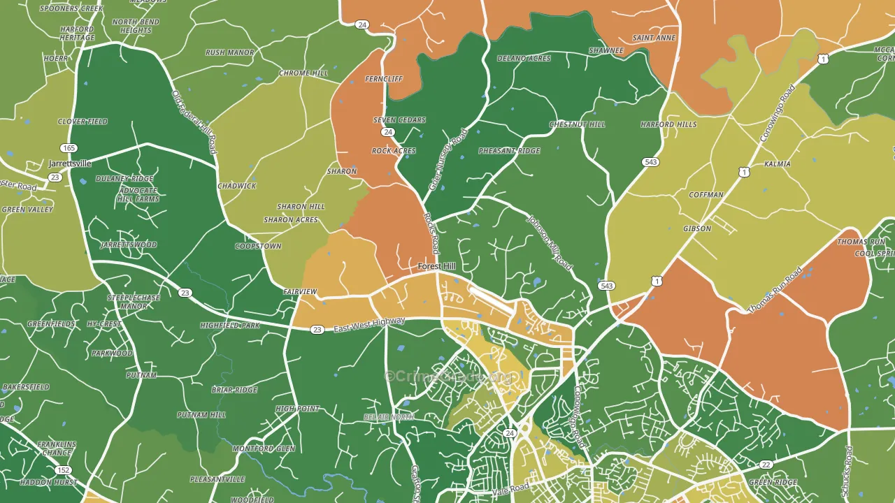 Forest Hill, MD Map of Theft Rates
