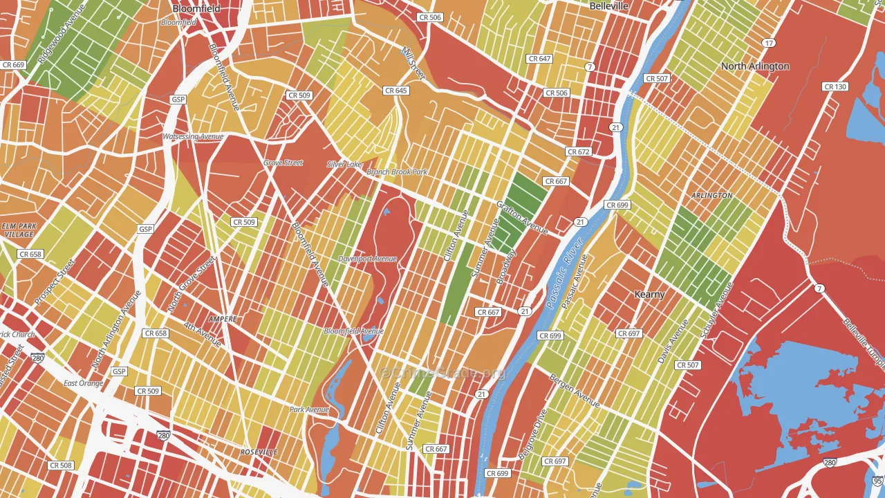 Forest Hill, Newark, NJ Map of Theft Rates