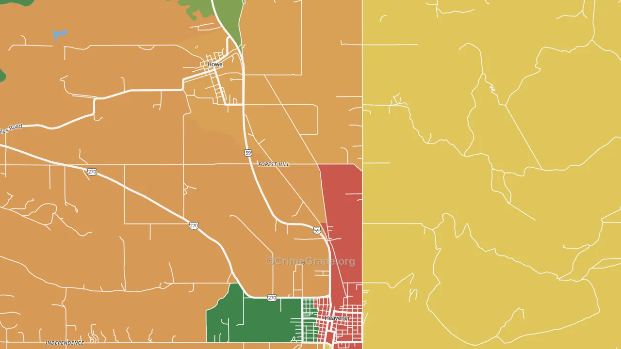 Forest Hill, OK Map of Theft Rates