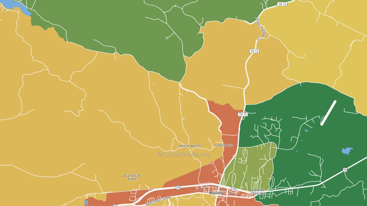 Forest Hill, TN Map of Theft Rates