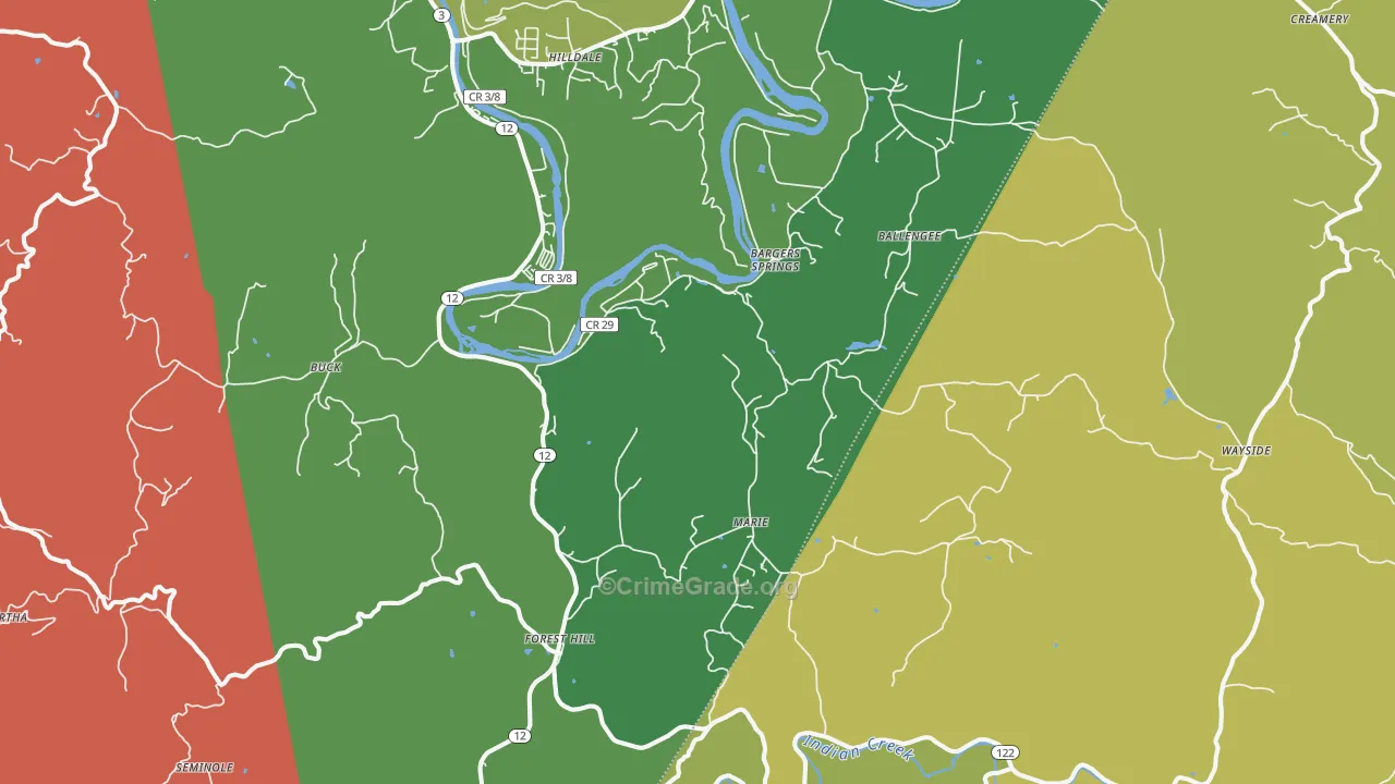 Forest Hill, WV Map of Theft Rates