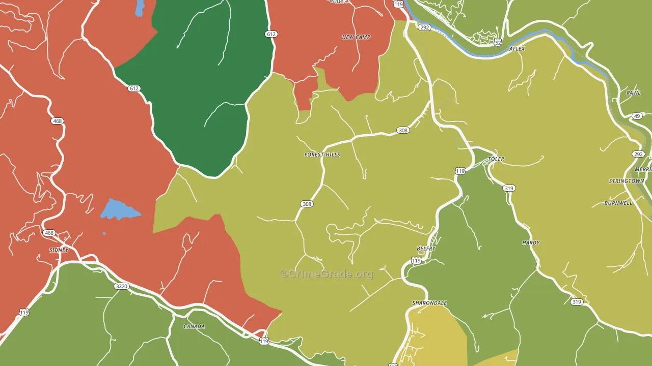 Forest Hills, KY Map of Theft Rates