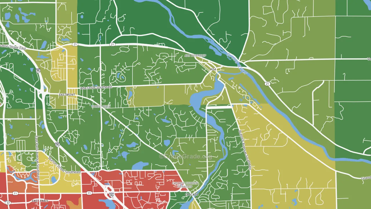 Forest Hills, MI Map of Theft Rates