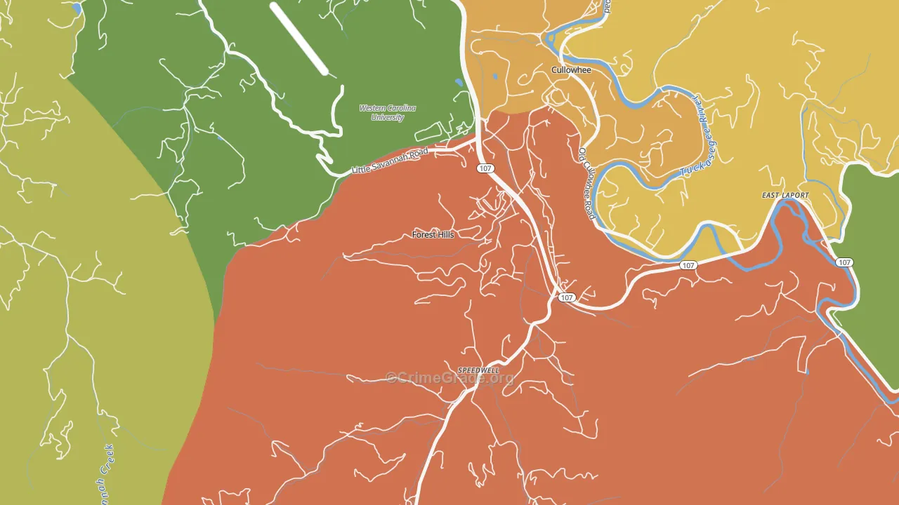 Forest Hills, NC Map of Theft Rates