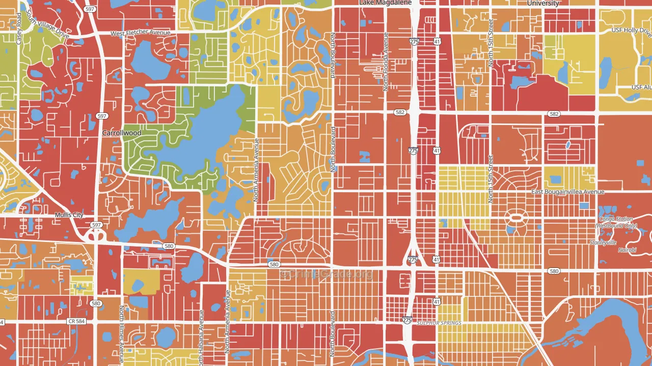 Forest Hills, Tampa, FL Map of Theft Rates