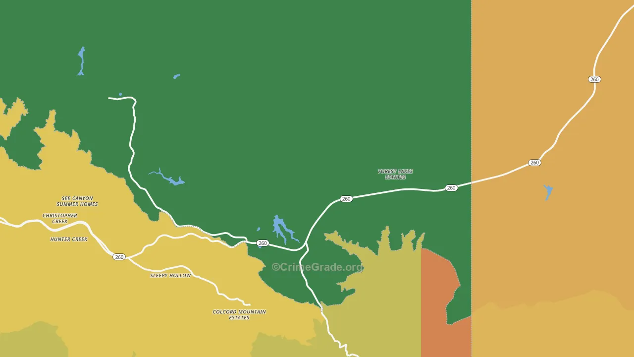 Forest Lakes, AZ Map of Theft Rates