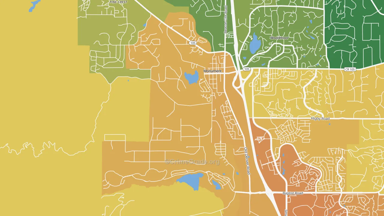 Forest Lakes, Monument, CO Map of Theft Rates
