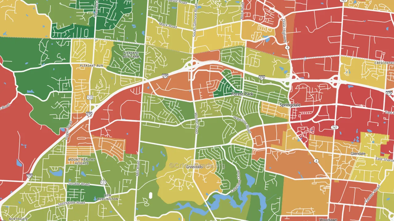 Forest Park, OH Map of Theft Rates