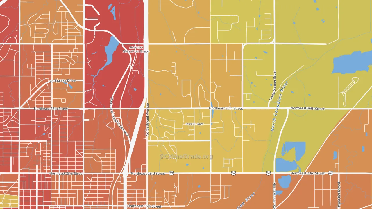 Forest Park, OK Map of Theft Rates