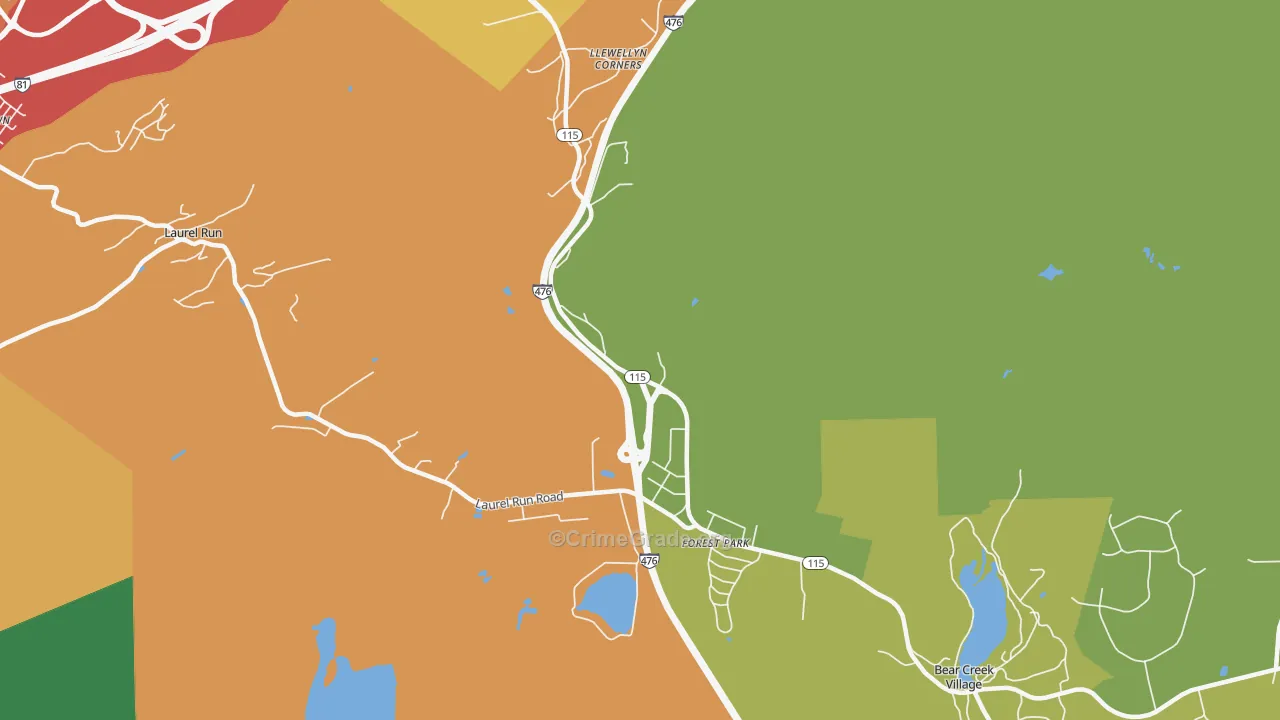 Forest Park, PA Map of Theft Rates