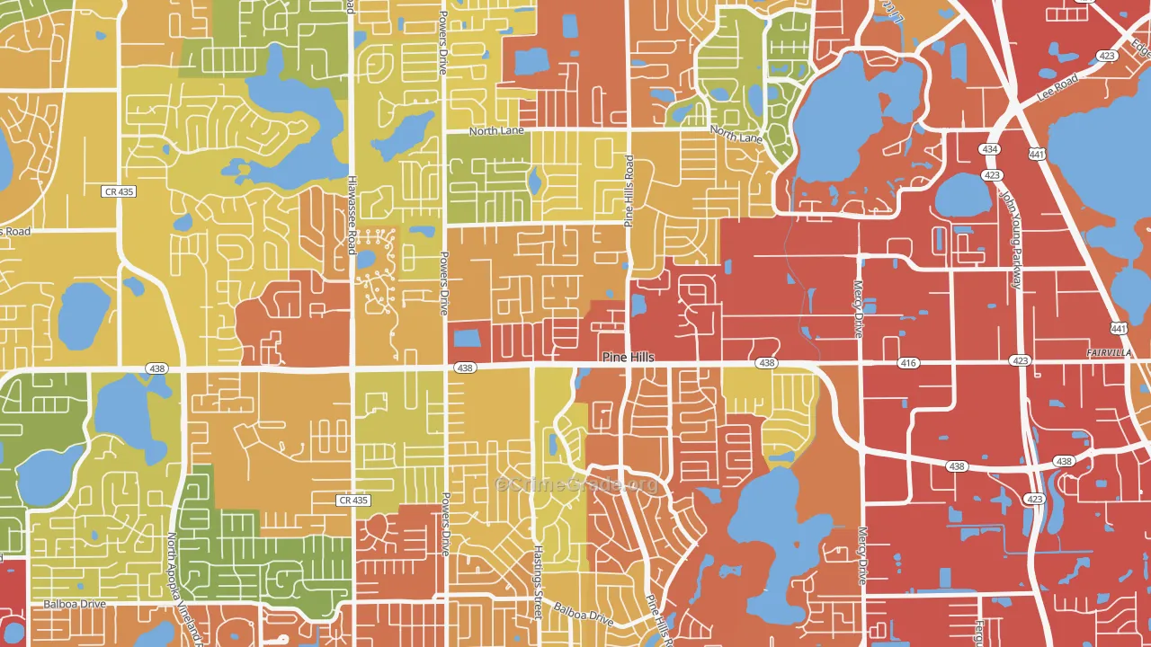 Forest Park, Pine Hills, FL Map of Theft Rates