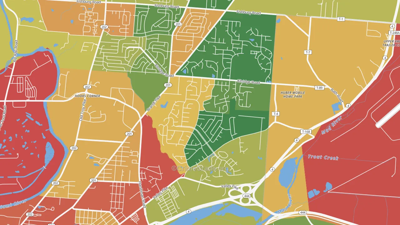 Forest Ridge-Quail Hollow, Dayton, OH Map of Theft Rates